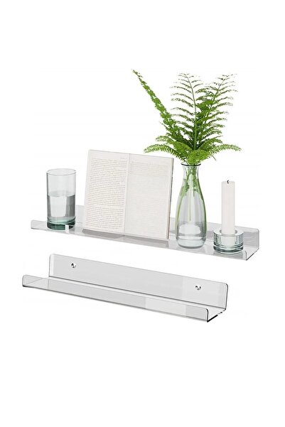 Vons Şeffaf Pleksi Raf 60x10 Cm - 1 Adet - 4 Mm Pleksi Ve Yeşil Bardak Altlığı