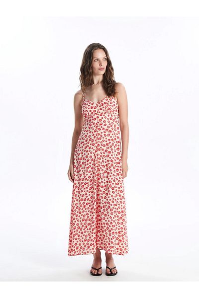 LC Waikiki LCW Vision - Women's Sweetheart Neck and Floral Straps Dress L C M WAIKINAİ