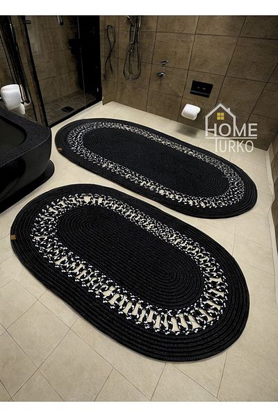 HomeTurko Σετ 2 γιούτας, λυγαριά, ψάθα, πατάκι μπάνιου, σετ πατάκι μπάνιου και καλάθι μπάνιου