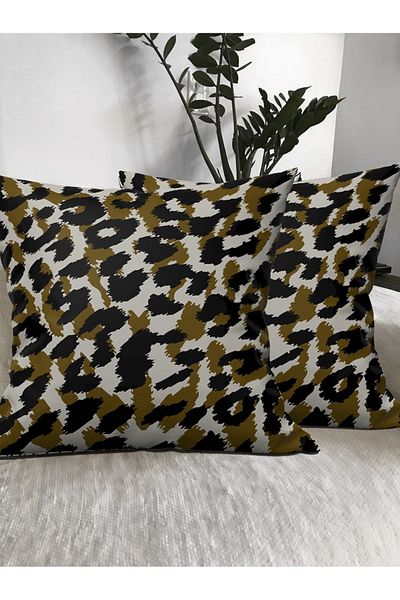 Ardizayn Leopard - Husă de pernă din 2 bucăți din țesătură din catifea imprimată digital - Imprimare față-verso