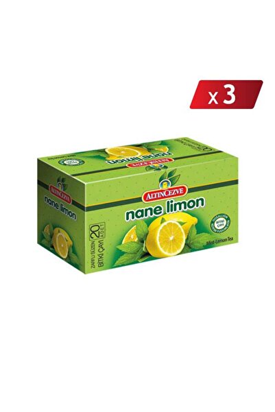 Altıncezve عبوة مكونة من 3 قطع من شاي أعشاب النعناع والليمون - 20 × 2 جرام كيس تصفية