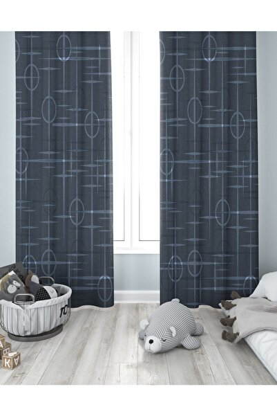 Ardizayn Geometric Line, Velvet Fabric, Digital Printed, Single Wing Children's Background Curtain