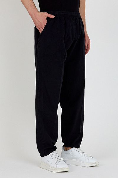 LECH STORE Men's Thin Summer Elastic Waist Corded Linen Cotton Raw Cloth Pants
