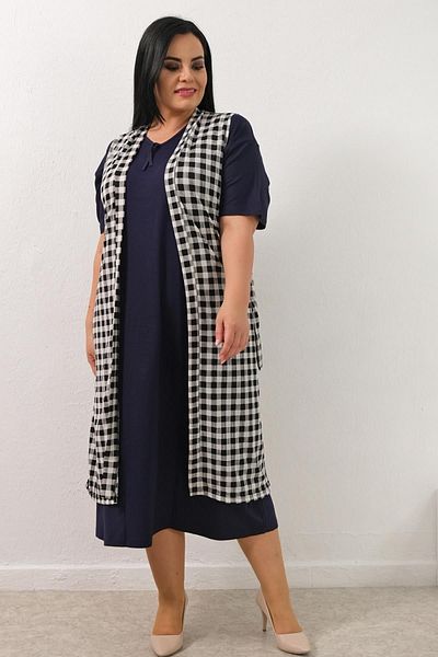 PİNKMARK Women's Black and White Checkered Waistband Vest Pmck25440