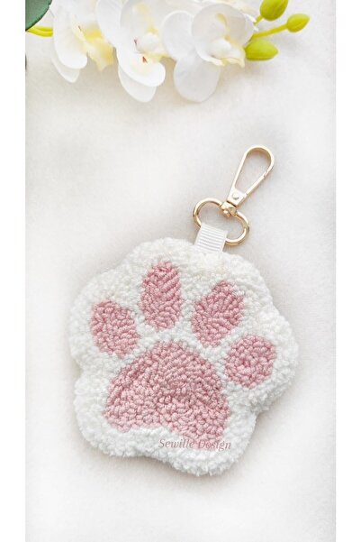 Sewille Design Hand Made Punch Anahtarlık Beyaz Pati