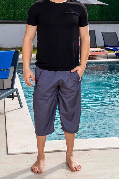 Mayom Ανδρικό γκρι Basic Solid Pocket Capri, σορτς θαλάσσης