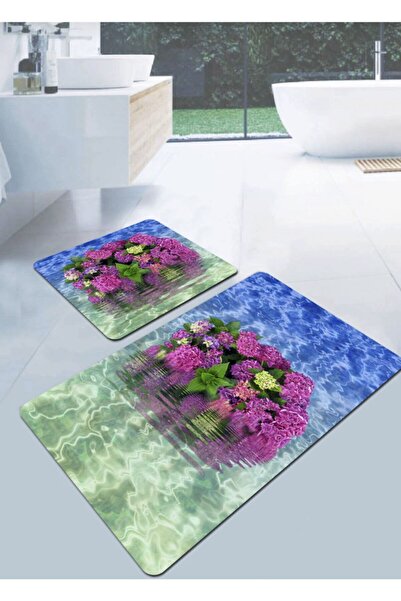 Ardizayn سجادة بحرية منقوشة بالزهور الوردية غير قابلة للانزلاق