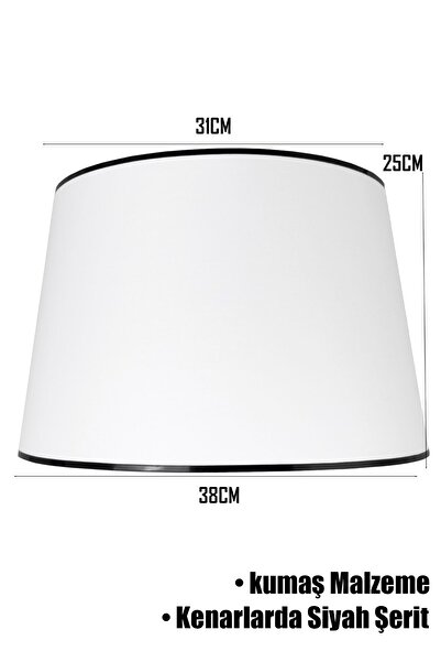Vivido Abajur Beyaz Siyah Şeritli Lambader Şapkası