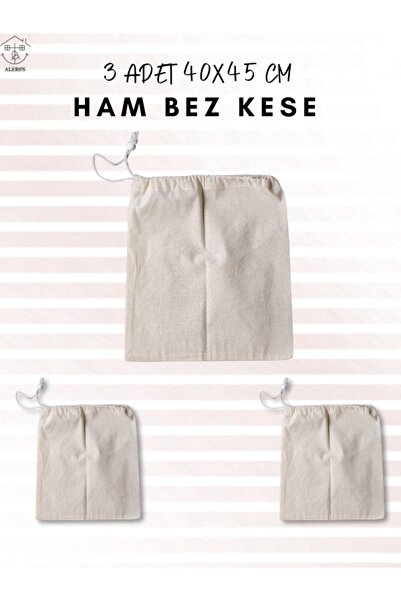 ALERSS 40x45 Cm 3 Adet Hambez Kese - Kiloluk Bakliyat Meyve Sebze Erişte Sakl...