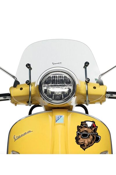 MegaSticker Cool Teddy Bear με καπέλο, μοτοσικλέτα, φορητό υπολογιστή, κράνος, αυτοκόλλητο αυτοκινήτου 11x11 cm