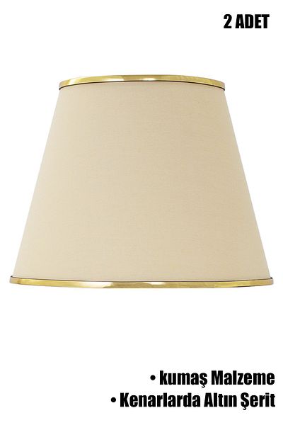 Vivido Abajur Cream Gold Stripe Detailed Double Modern Lampshade