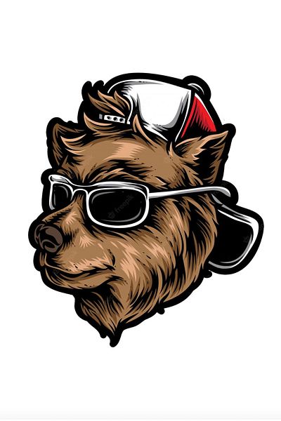 MegaSticker Cool Teddy Bear με καπέλο, μοτοσικλέτα, φορητό υπολογιστή, κράνος, αυτοκόλλητο αυτοκινήτου 11x11 cm