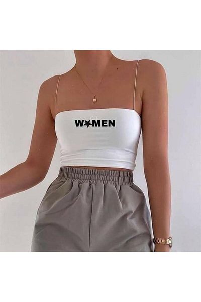 Touz Moda Μπουστάκι White Crop Rope Strap - Γυναικείο