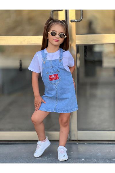 yns coolstar Minnie White τζιν φόρεμα - Gilet με τσέπη και ρυθμιζόμενο λουράκι