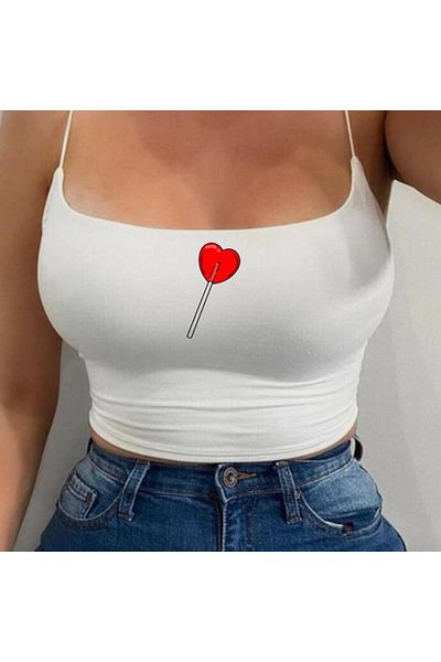 Touz Moda White Crop Bustier - Heart Candy Rope Strap