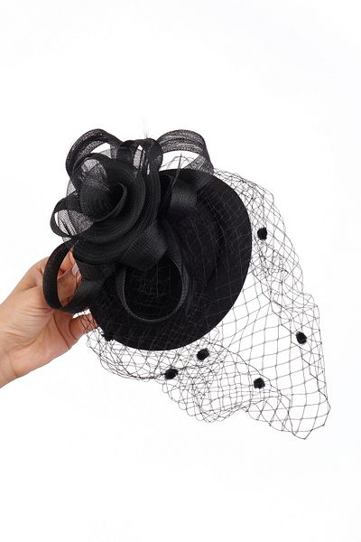 Hayalperest boncuk Polka Dot Floral Patterned Bridal Wedding Hat