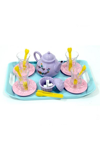 Birlik Toy Slim Waisted Tea Cup Tea Time Teapot with Tray Play Set Domestic Domestic