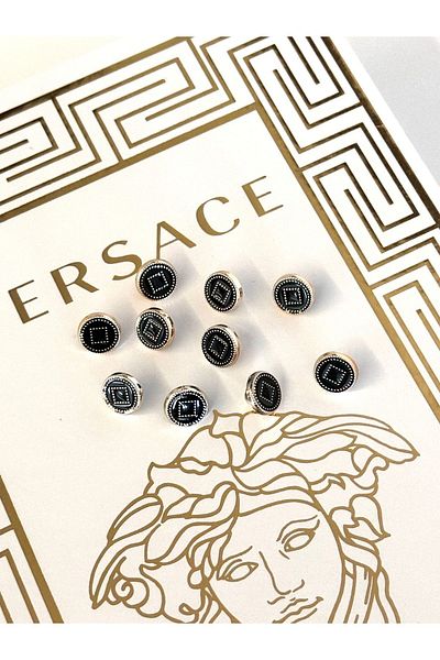 ODDA TASARIM ATÖLYESİ Black enameled blouse button with gold square details