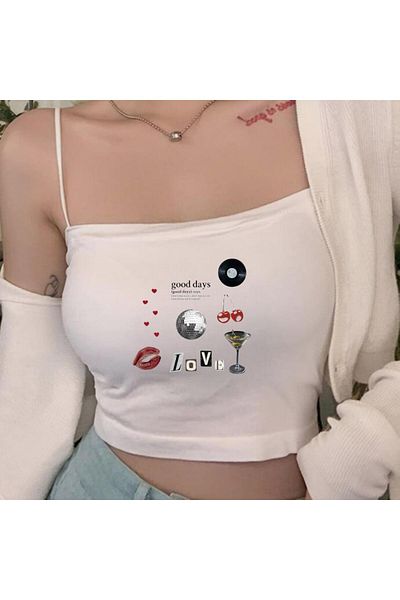 Touz Moda Good Days White Crop Bustier - Σχοινί λουράκι