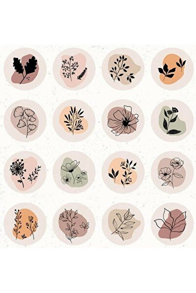 Limitless Design Flowers Temalı Yuvarlak Laptop Telefon Sticker