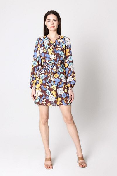 AVVER Rochie de damă cu curea în talie cu imprimeu floral