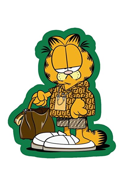MegaSticker Tarz Garfield Araba, Motorsiklet, Kask, Laptop, Cam Sticker 14x12 Cm