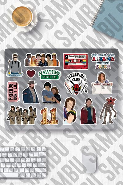 Sambu Design Σετ αυτοκόλλητων με θέμα Stranger Things 2 - Τηλέφωνο φορητού υπολογιστή