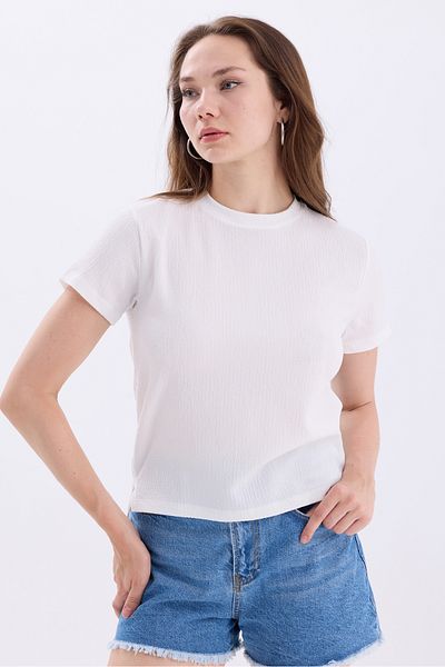 MD trend Γυναικεία μπλούζα Crew Neck με κοντό μανίκι Crop
