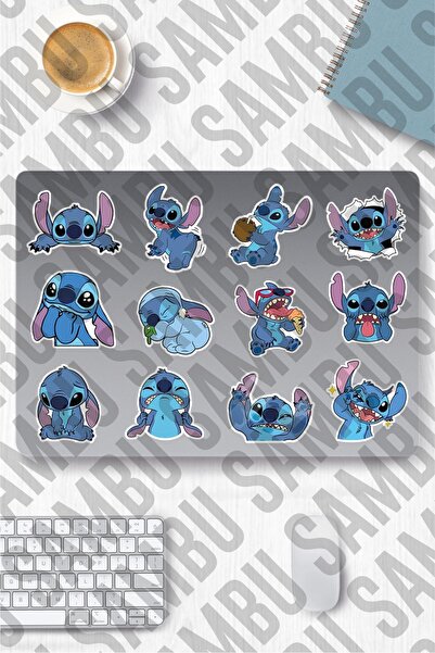 Sambu Design Stitch Temalı Sticker Etiket Seti - Stiç Sticker - Laptop Notebo...