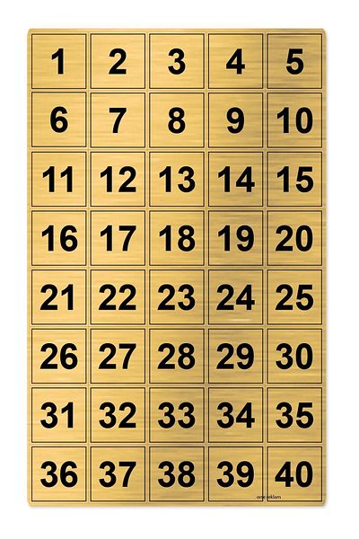 Orse Reklam رقم الطاولة، رقم الخزانة المعدني 1 - 40 (5 × 5 سم مع مادة لاصقة في الخلف)