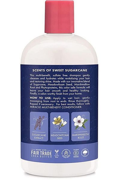 Shea Moisture 384ml Cane Extract and Meadow Foam Seed Shampoo