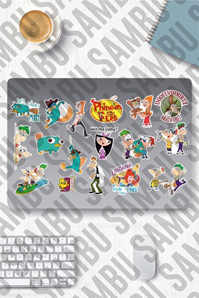 Sambu Design Phineas And Ferb Temalı Sticker Etiket Seti - Laptop Notebook Te...