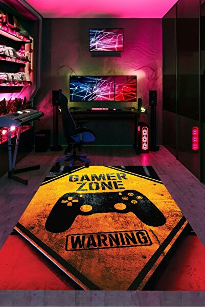 YTR HOME Dijital Baskı Yıkanabilir Kaymaz Taban Gamer Halısı Genç Odası Oyunc...