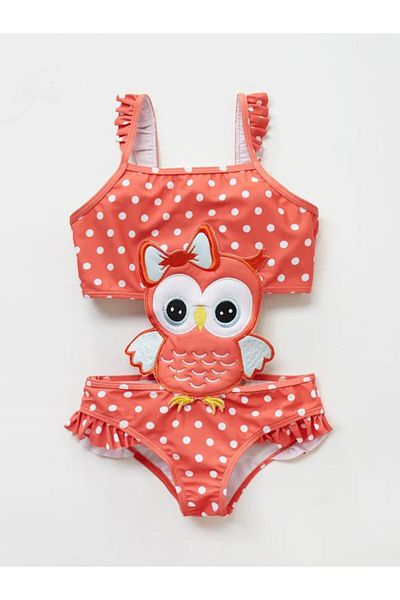 LİNOTTİ Owl Patterned Swimsuit for Girls