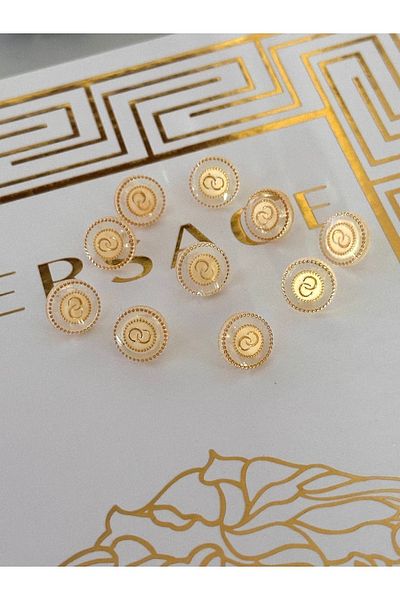 ODDA TASARIM ATÖLYESİ Gold edged shirt button with white infinity detail in the middle