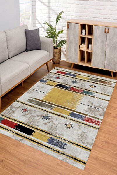 YTR HOME Dijital Baskı Yıkanabilir Kaymaz Taban Dekoratif Salon Mutfak Halısı...