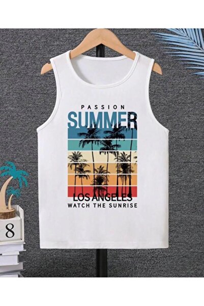 Daxia Baskılı Kız/erkek Çocuk BEYAZ RENK SUMMER BASKILI Penye Atlet Sıfır Kol...