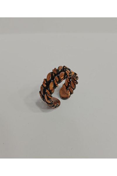 EldenEveBakır Double Cross Braided Copper Ring Brgy0006