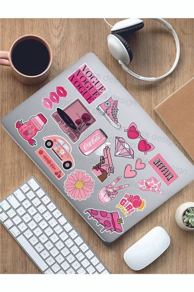 Limitless Design Pink Pembe Temalı Laptop Tablet Defter Araba Motor sticker seti