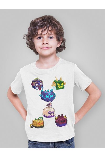 MAGORS BLOX FRUITS New Printed - Tricou cu mânecă scurtă din bumbac cu decolteu rotund pentru copii
