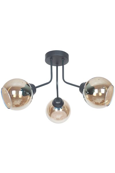 Fer Avize Rosa Modern Luxury Design Ceiling Plafonier Black Color Smoked Glass 3-Piece Chandelier