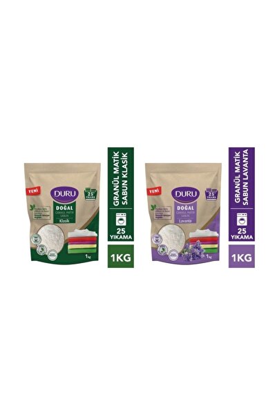 Duru Granül Matik Sabun Doğal 1 kg Ve Lavanta 1 kg (25'er Yıkama)