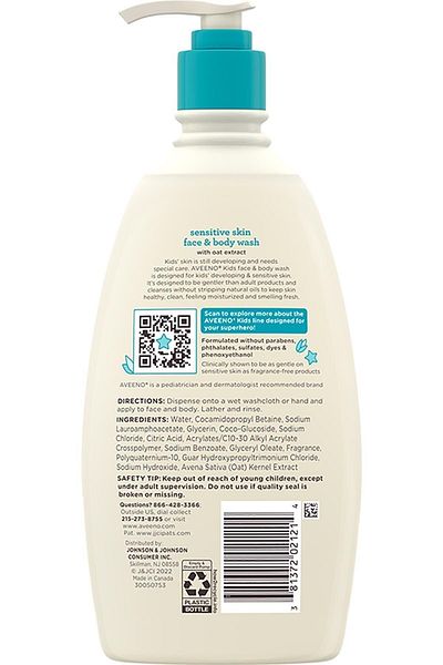 AVEENO Kids 532ML Sensitive Skin Face and Body Shampoo
