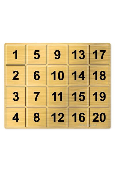 Orse Reklam رقم الطاولة، رقم الخزانة، لون معدني كروم 1 - 20 (5X5 سم مع لاصق في الخلف)