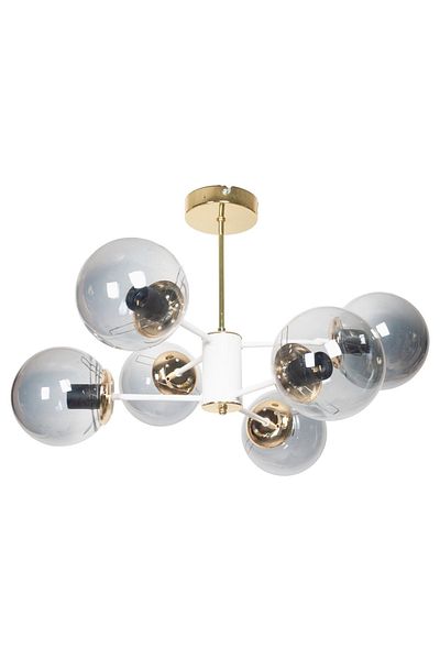 Fer Avize Mix Oscar Modern Luxury Design White Gold Color Case Smoked Glass Living Room Kitchen Bedroom 6-Piece Chandelier