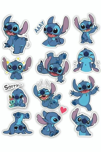 Limitless Design Lilo And Stitch Temalı Laptop Telefon Tablet Sticker Seti