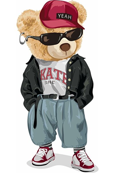 MegaSticker Cool Ayıcık Motorsiklet, Laptop, Kask, Araba Sticker 16x7,5 Cm