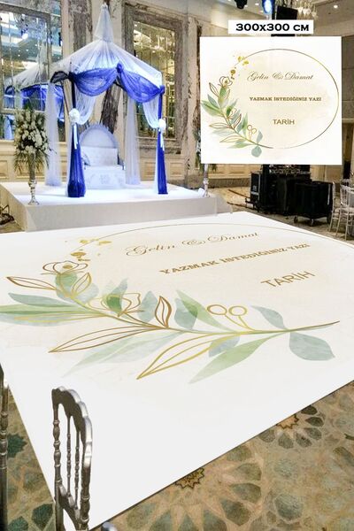 Baskı Madeni Söz Nişan Düğün Kına Gecesi Pist Yer Kaplama Afişi Dans Pisti Vi...