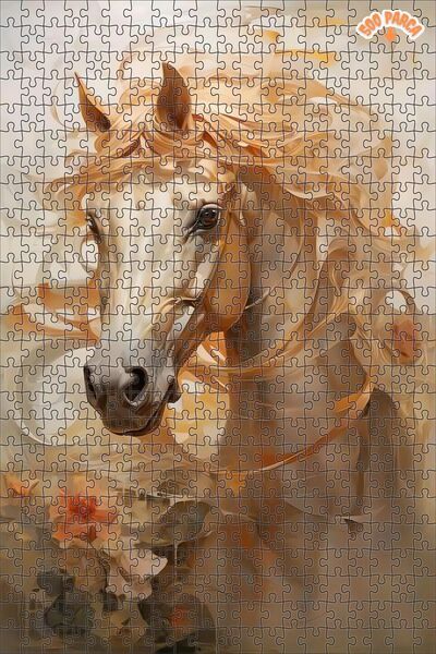 Teona Ahşap Rüya Gibi Beyaz At Dekoratif Çift Katlı Çerçeveli Asılabilir Ahşap Puzzle 500 PARÇA 50X30