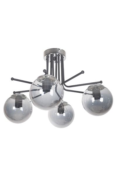 Fer Avize Special Design Vesuvius Plafonier Black Smoked Glass 4-Piece Chandelier - Living Room Kitchen Bedroom